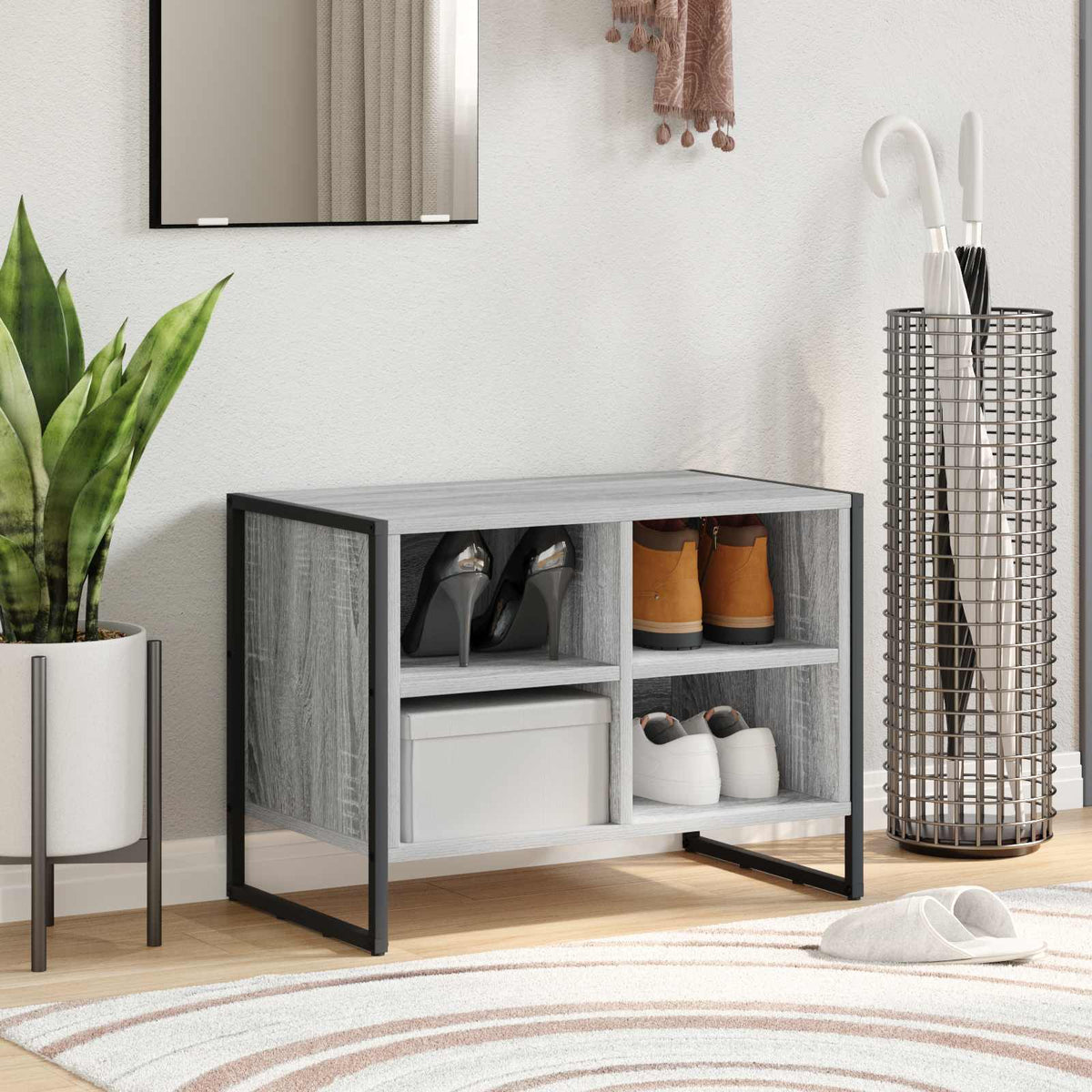 Vidaxl schoenenkast 60 x 35 x 44 cm bewerkt hout grijs sonoma