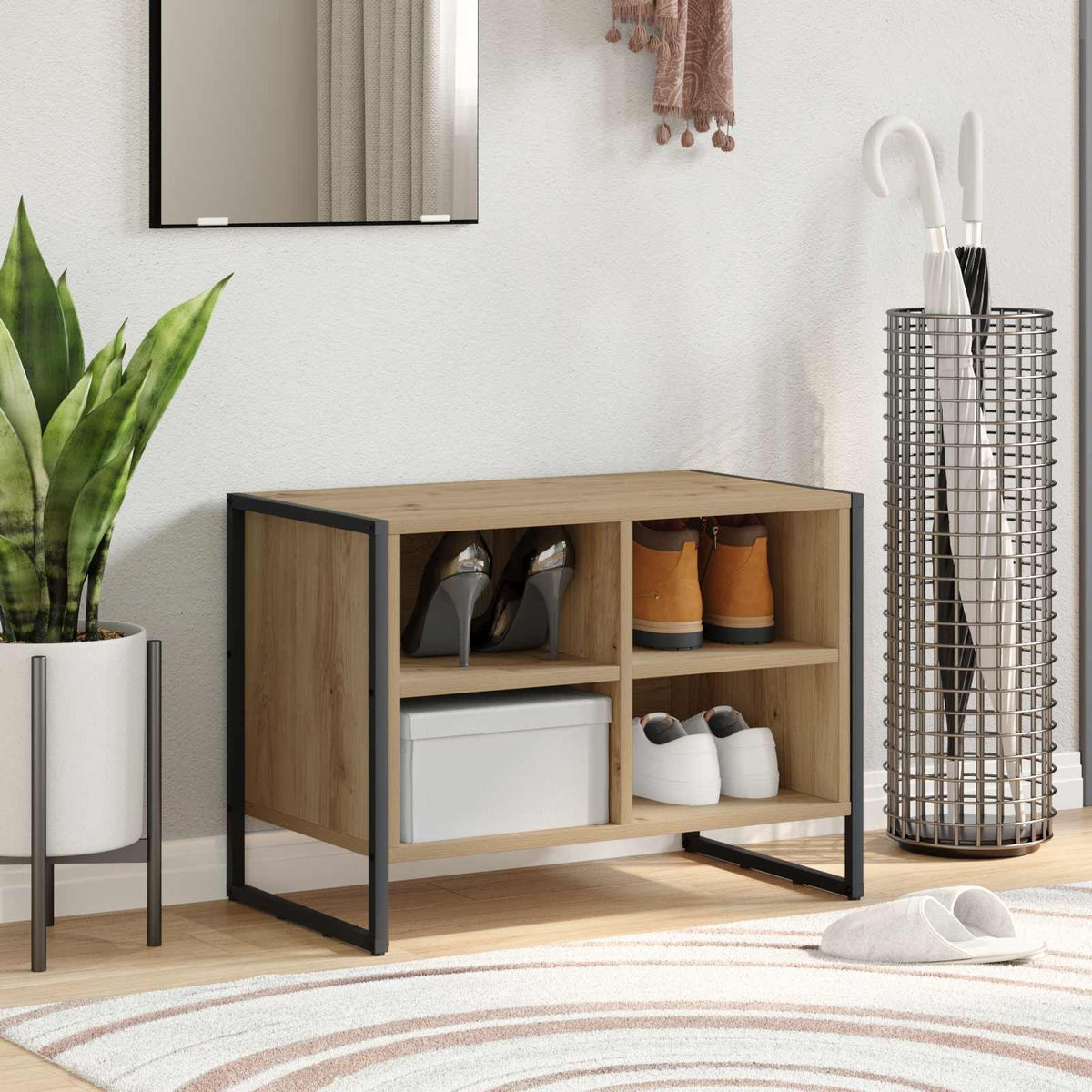 Vidaxl schoenenkast 60 x 35 x 44 cm bewerkt hout ambachtelijk eiken