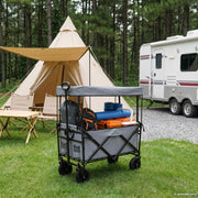 Vidaxl vouwbare winkelwagentje met remmen grijs 105 x 56,5 x 116 cm - afbeelding 1