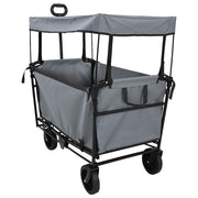 Vidaxl vouwbare winkelwagentje met remmen grijs 105 x 56,5 x 116 cm - afbeelding 2