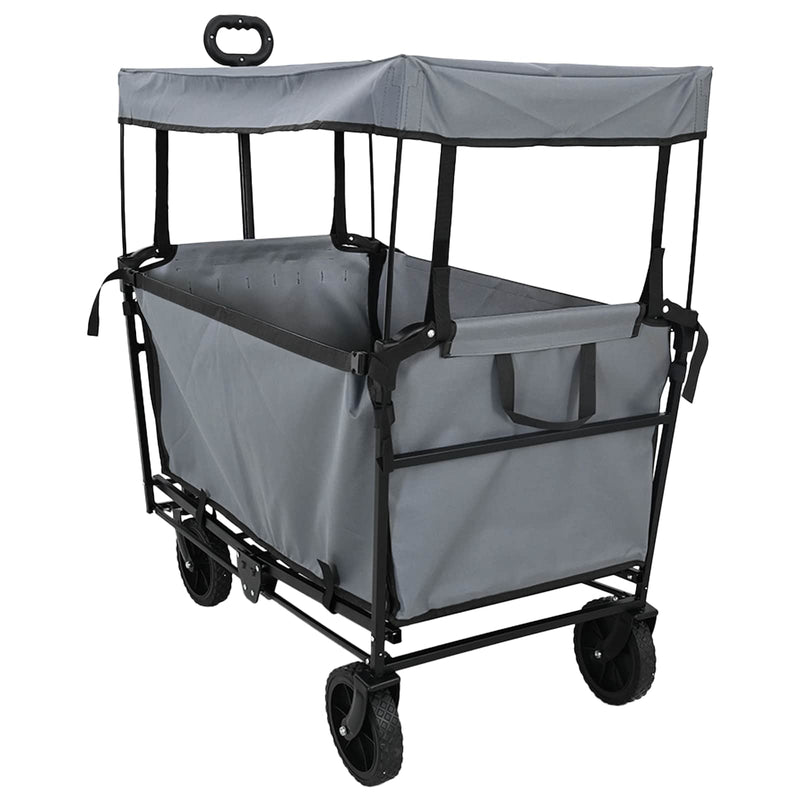 Vidaxl vouwbare handtrolley grijs 105 x 56.5 x 116 cm oxford stof