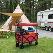 Vidaxl vouwbare winkelwagentje met remmen rood 105 x 56,5 x 116 cm - afbeelding 1