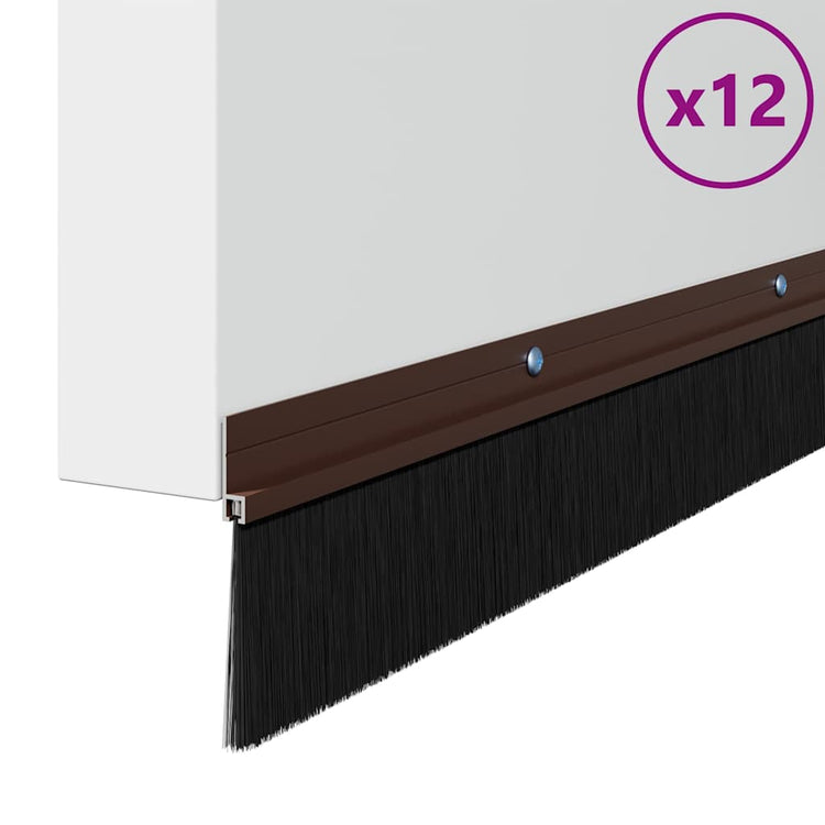 Vidaxl schroefbare deurborstelafsluitingen 12 st bruin 100 cm