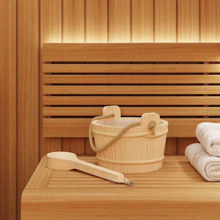 Vidaxl sauna emmer 2 st bruin massief vurenhout en hennep