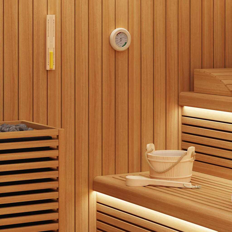 Vidaxl sauna accessoire set 4 st bruin massief vurenhout en hennep