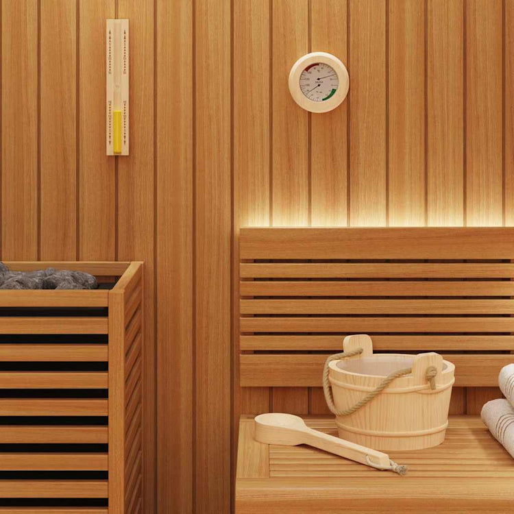 Vidaxl sauna accessoire set 4 st bruin massief vurenhout en hennep