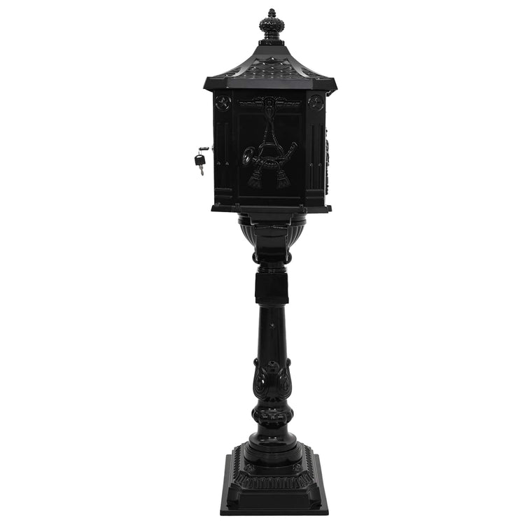Vidaxl staande brievenbus zwart 42,5 x 29,5 x 117 cm gegoten aluminium