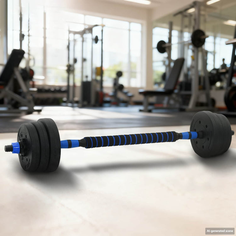 Vidaxl 2-in-1 halter-barbell set 20 kg zwart en blauw
