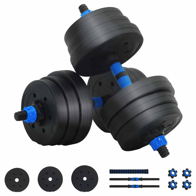 Vidaxl 2-in-1 halter-barbell set 20 kg zwart en blauw