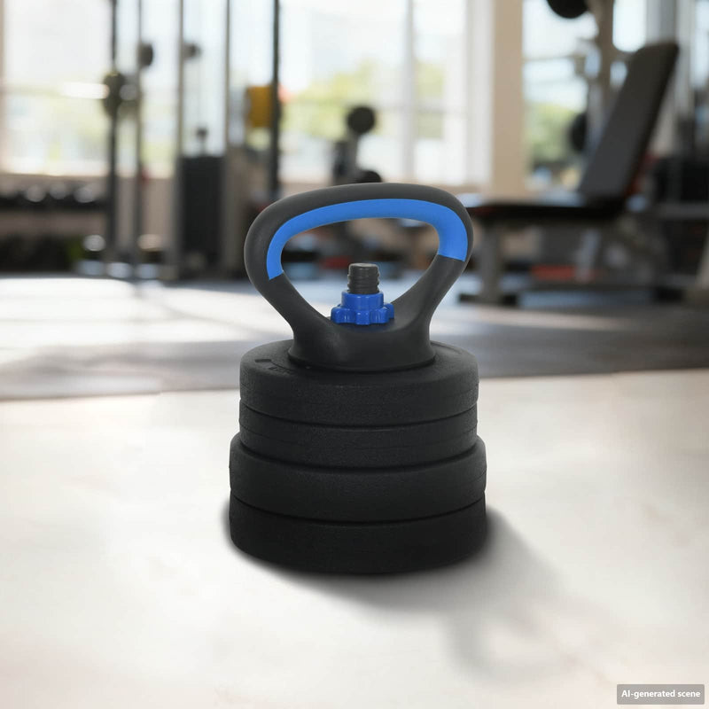 Vidaxl 2-in-1 halter-barbell set 30kg zwart en blauw