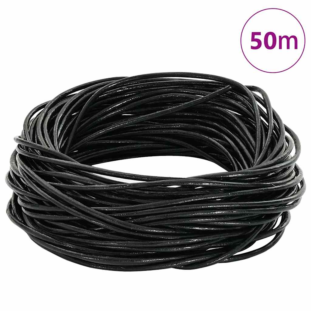 Vidaxl leren koord zwart ø1,5 mm x 50 m leer