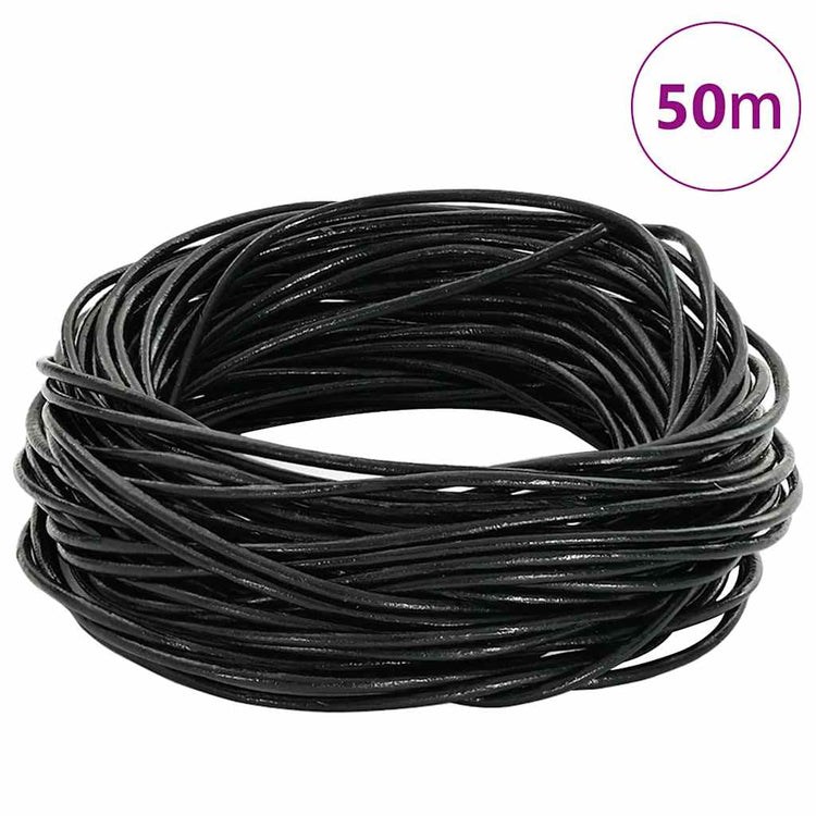 Vidaxl leren koord zwart ø1,5 mm x 50 m leer