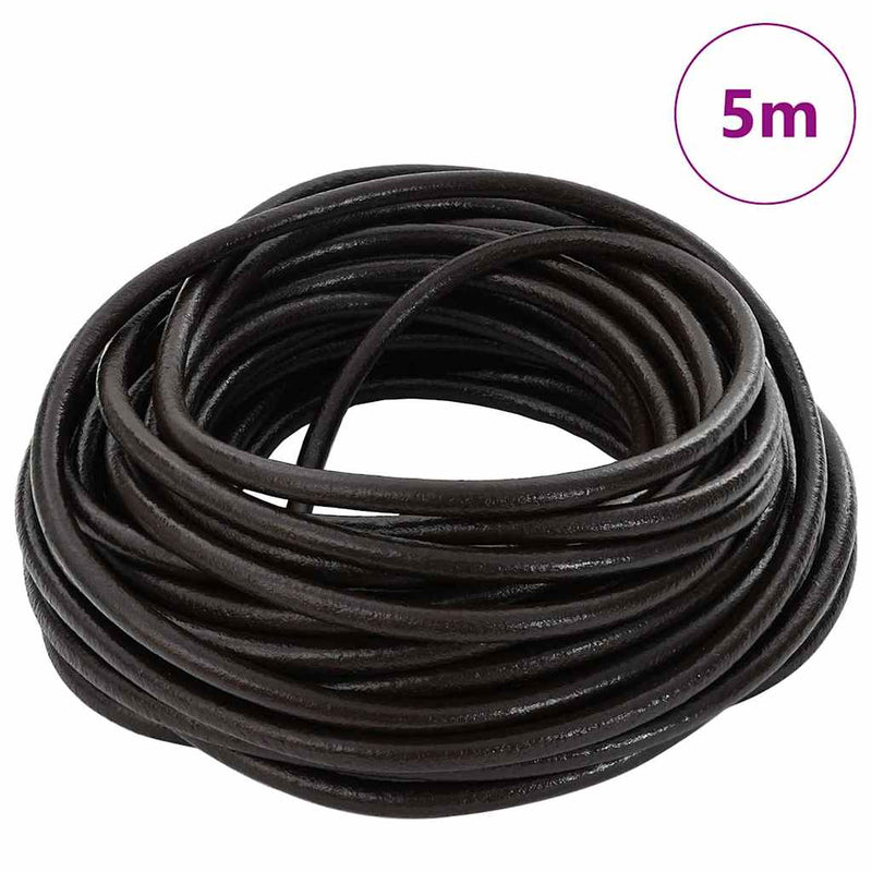 Vidaxl leren koord donkerbruin ø5 mm x 5 m leer