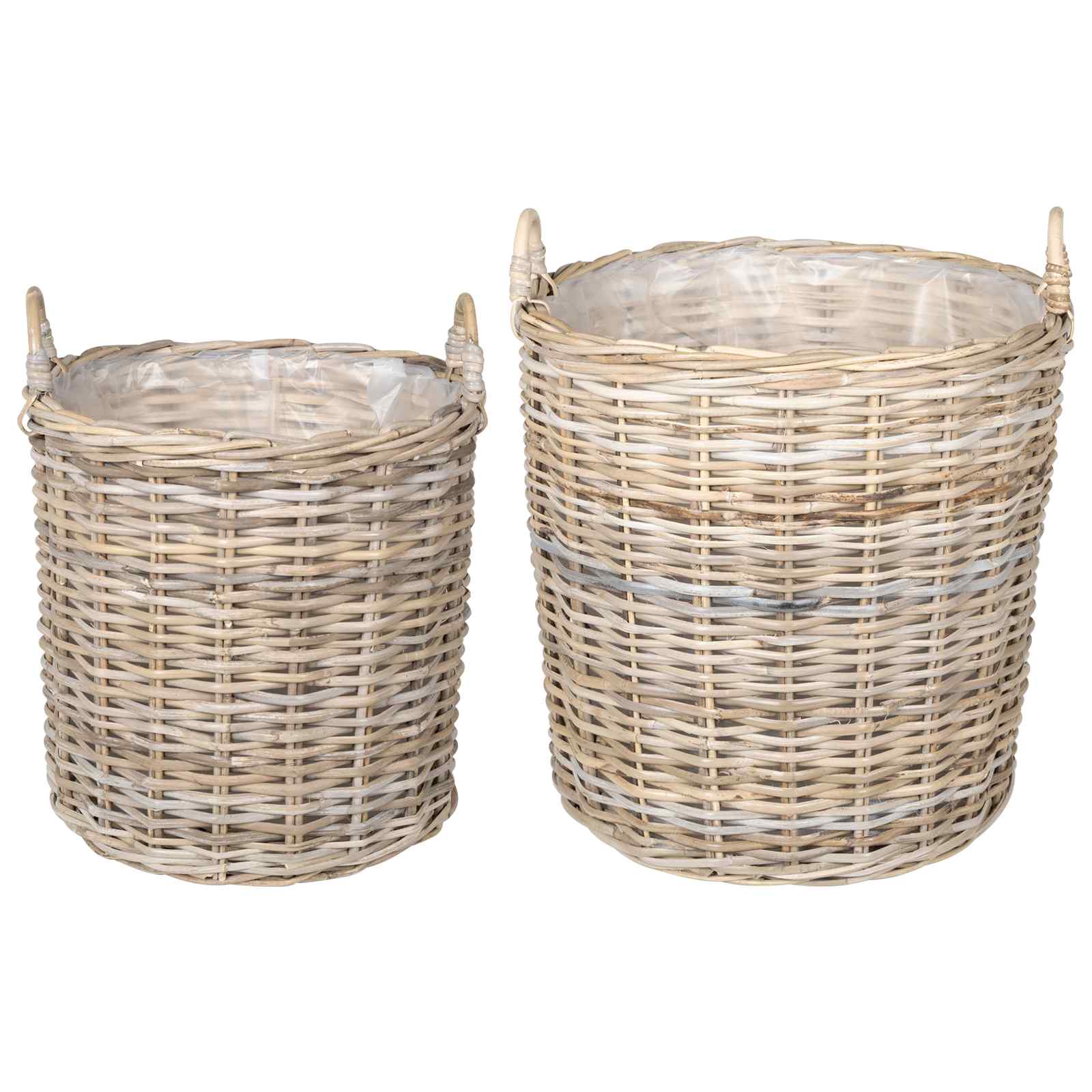 Vidaxl plantermand met opslag 2 pcs grijs lacak riet