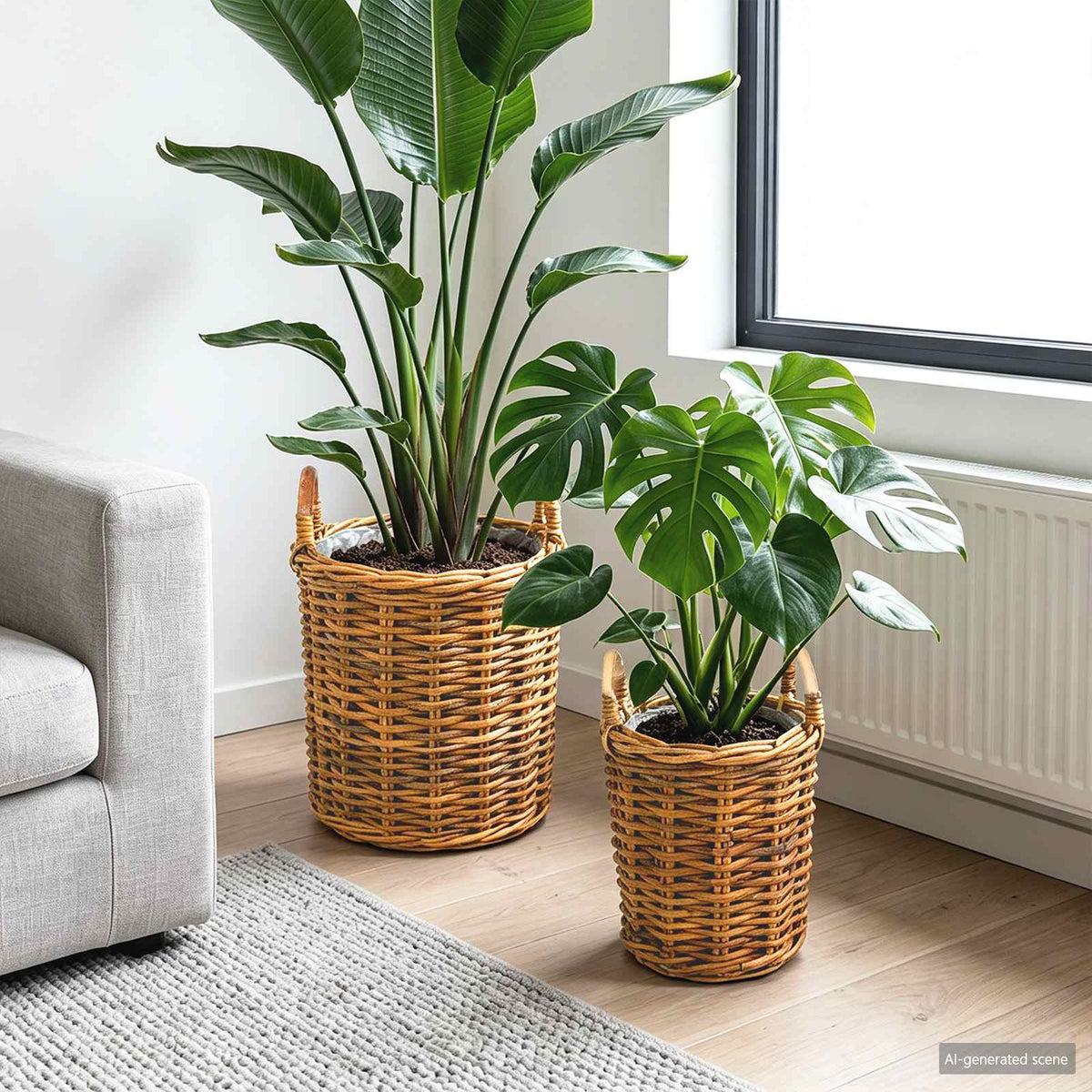 Vidaxl plantmand met opslag 2 pcs bruin kubu rattan