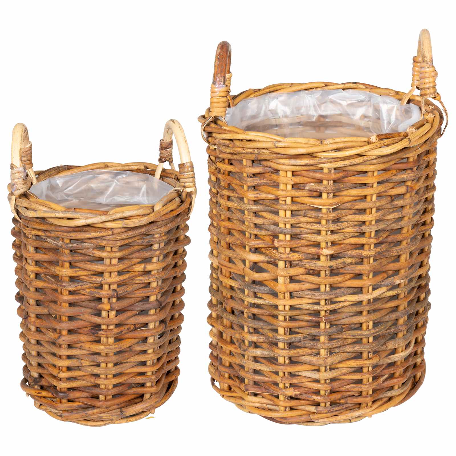 Vidaxl plantmand met opslag 2 pcs bruin kubu rattan