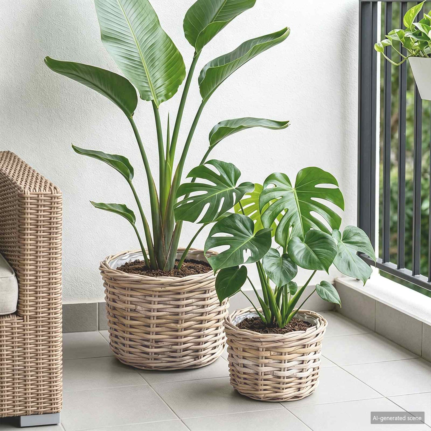 Vidaxl bloempot mand met opslag 2 pcs grijs kubu rattan