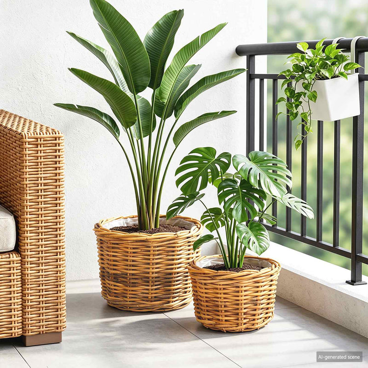 Vidaxl bloempot mand met opslag 2 pcs bruin kubu rattan