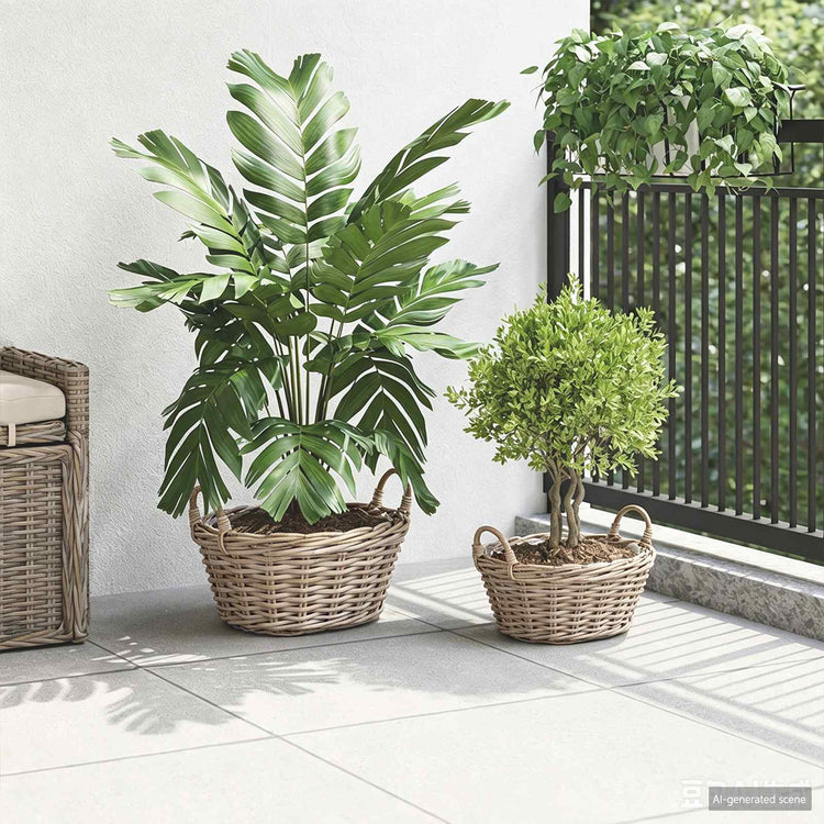 Vidaxl plantenmand met opslag gendt 2 st natuurlijk grijs kubu rattan