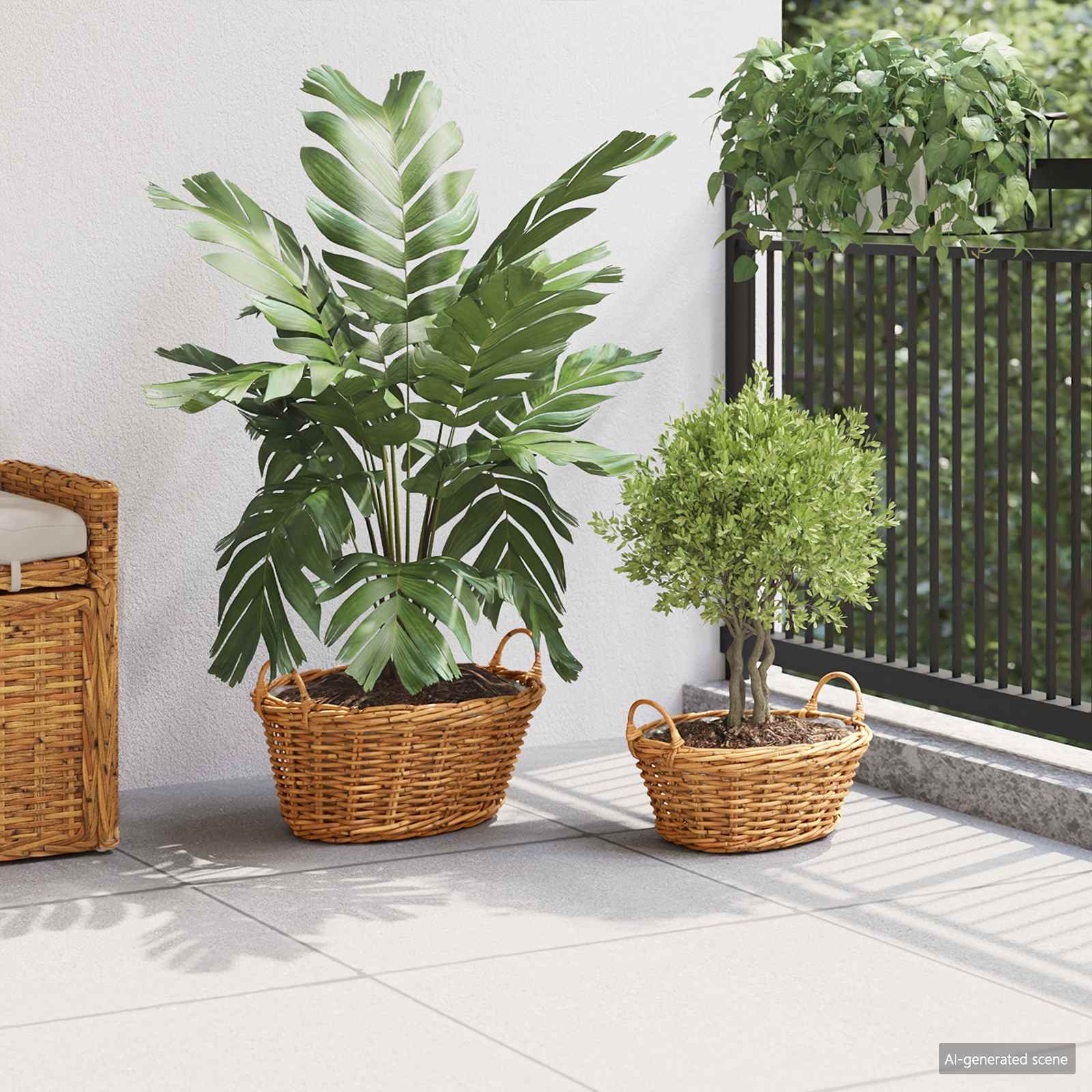 Vidaxl plantenmand met opslag 2 pcs bruin lacak riet