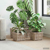 Vidaxl plantenmand met opslag 3 pcs grijs kubu rattan