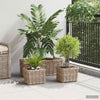 Vidaxl plantenmand met opslag 3 pcs grijs kubu rattan