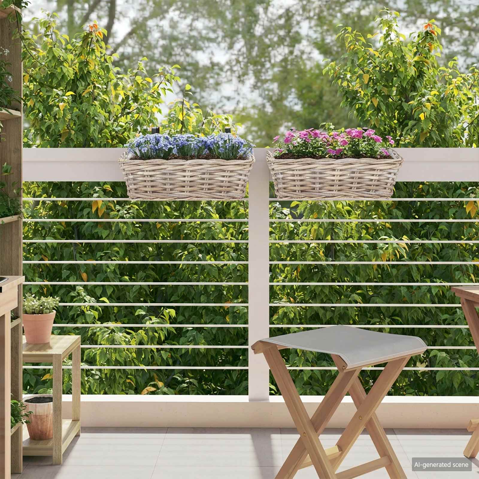 Vidaxl hangende bloempot mand 2 pcs grijs 48 x 22 x 15 cm lacak riet