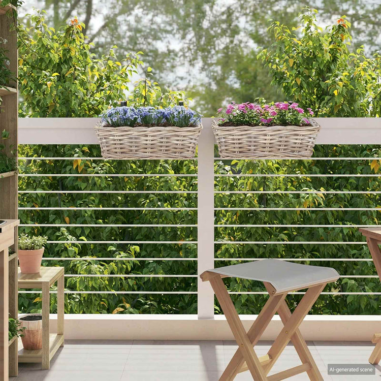 Vidaxl hangende bloempot mand gendt 2 st natuurlijk grijs kubu rattan