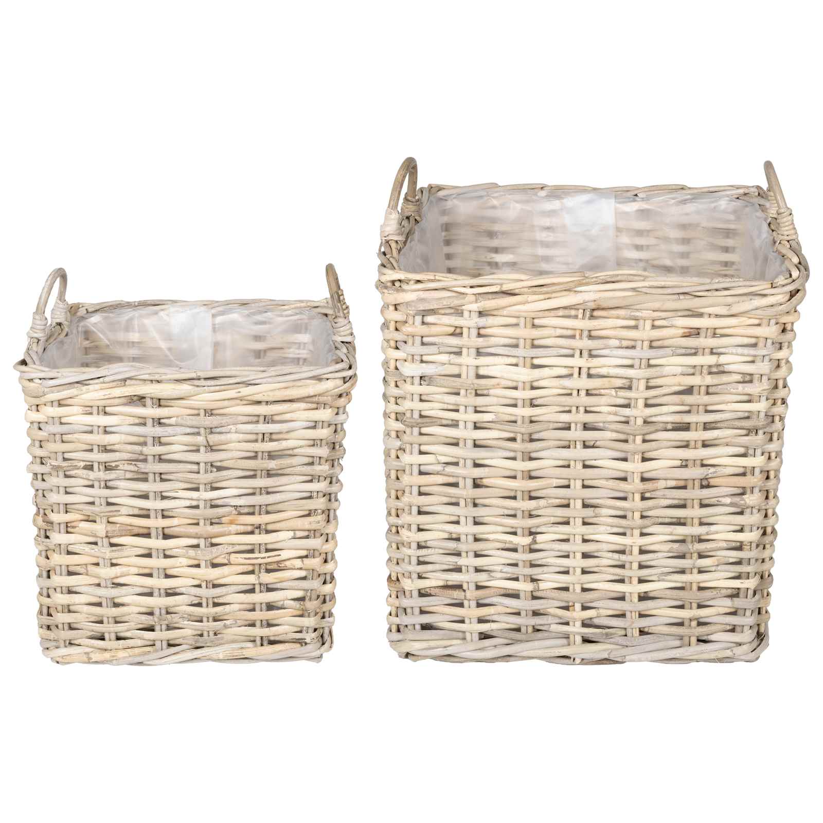 Vidaxl plantenmand met opslag 2 pcs grijs lacak riet