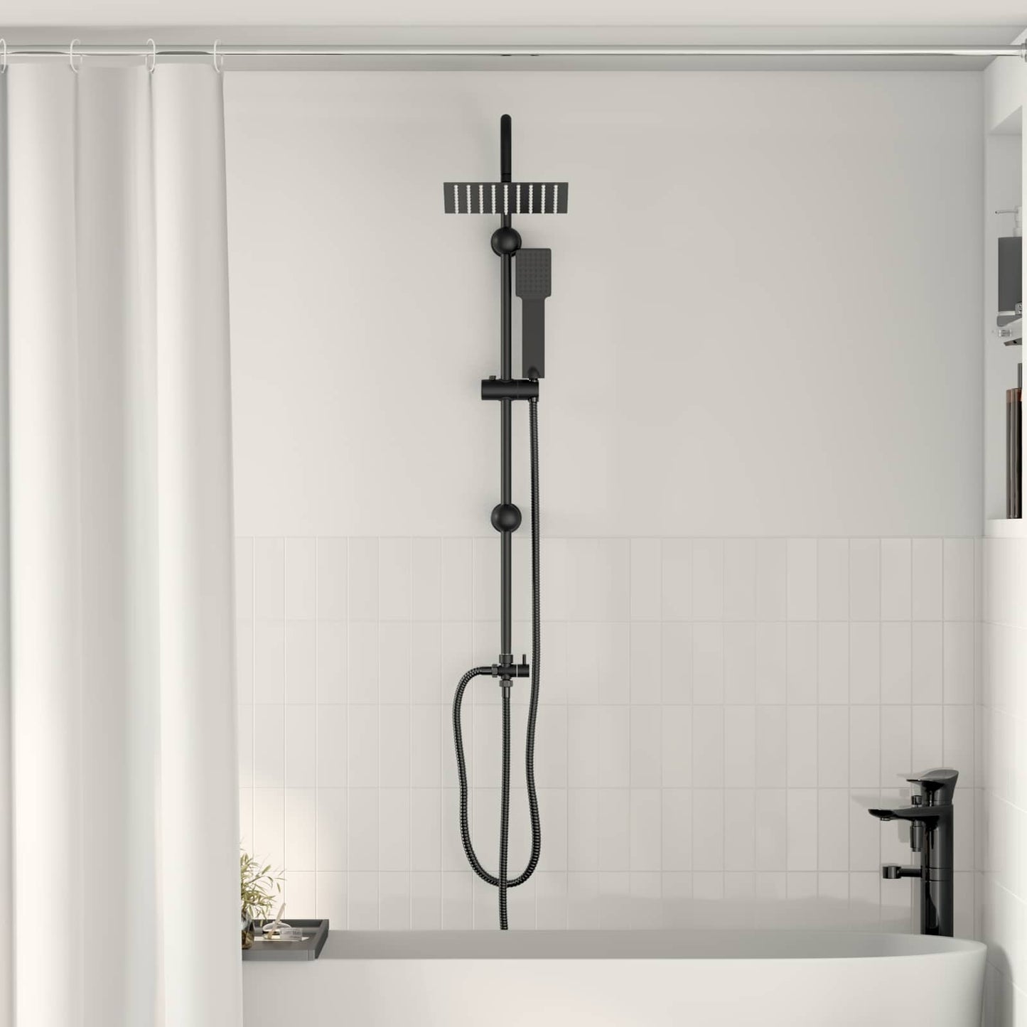 Vidaxl doucheset zwart 47 x 20 x 95 cm roestvrij staal