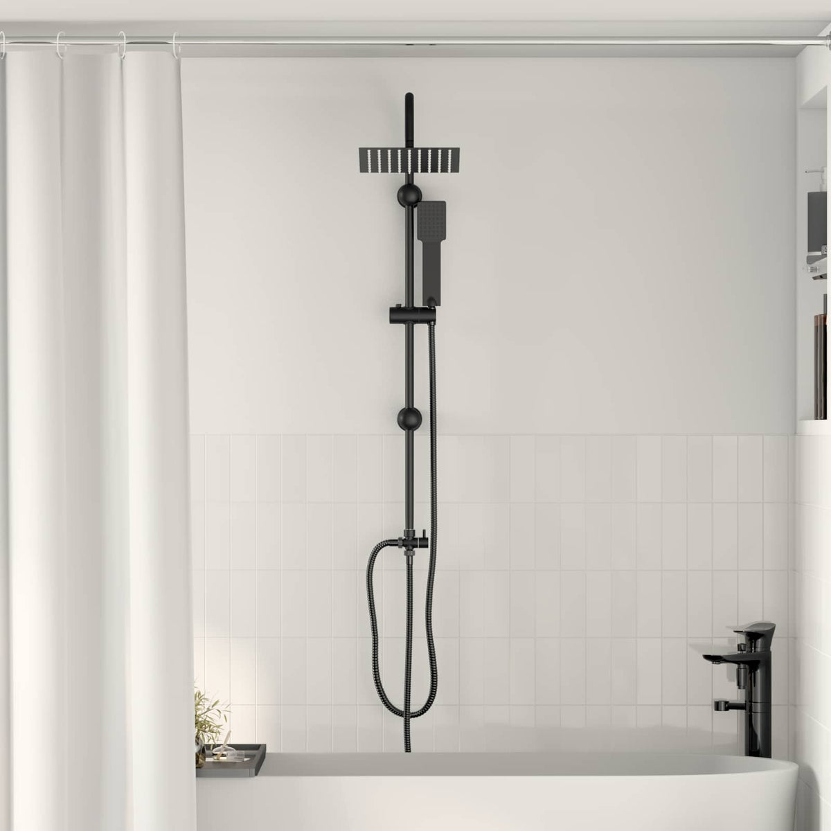 Vidaxl douche systeem zwart 47 x 20 x 95 cm roestvrij staal