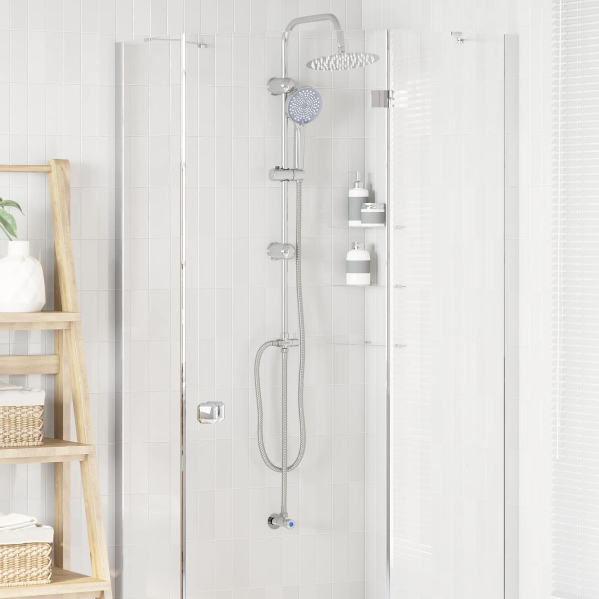 Vidaxl doucheset zilver 47 x 20 x 95 cm roestvrij staal