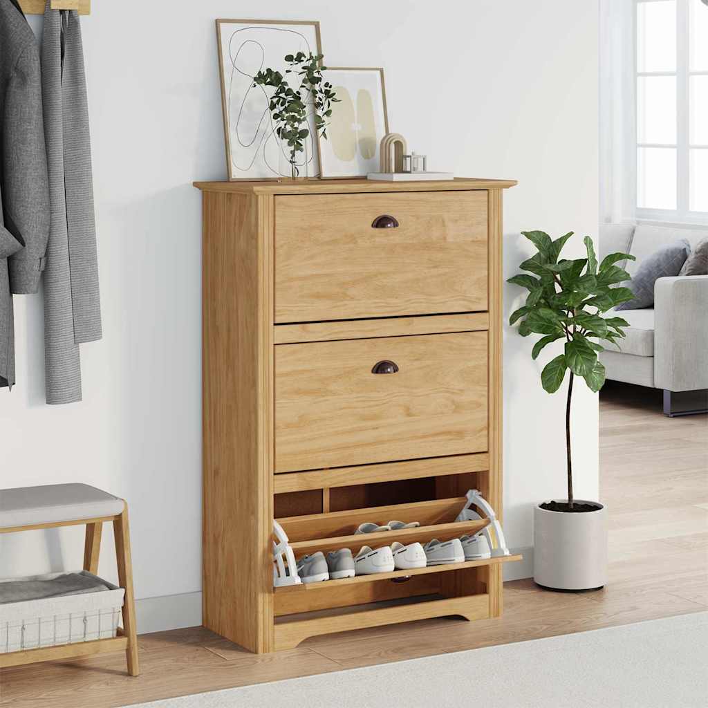 Vidaxl schoenenrek bodo 80 x 35 x 118 cm bewerkt hout honingbruin