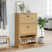 Vidaxl schoenenrek bodo 80 x 35 x 118 cm bewerkt hout honingbruin - afbeelding 1