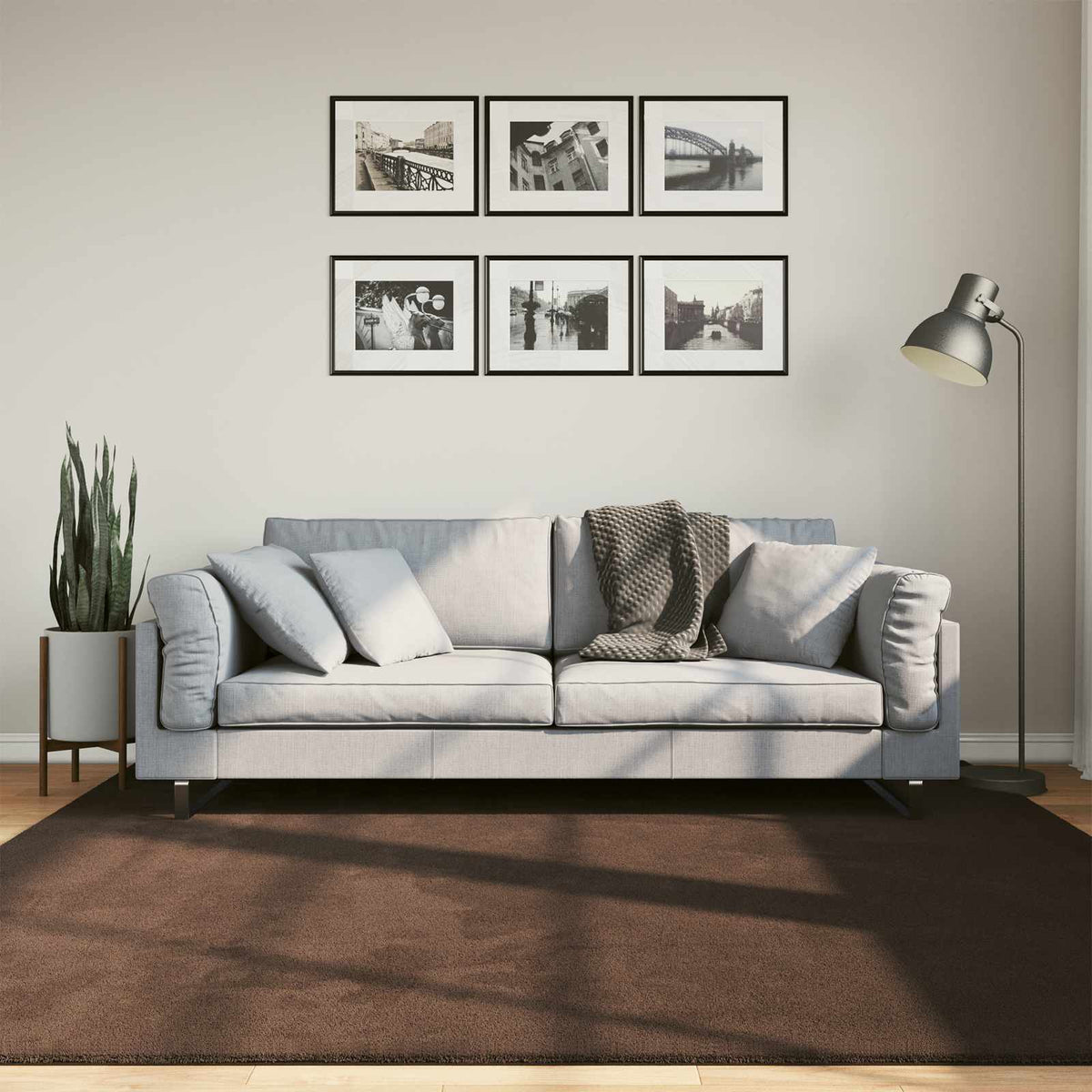 Vidaxl vloerkleden vierkant huarte bruin 200 x 200 cm polyester