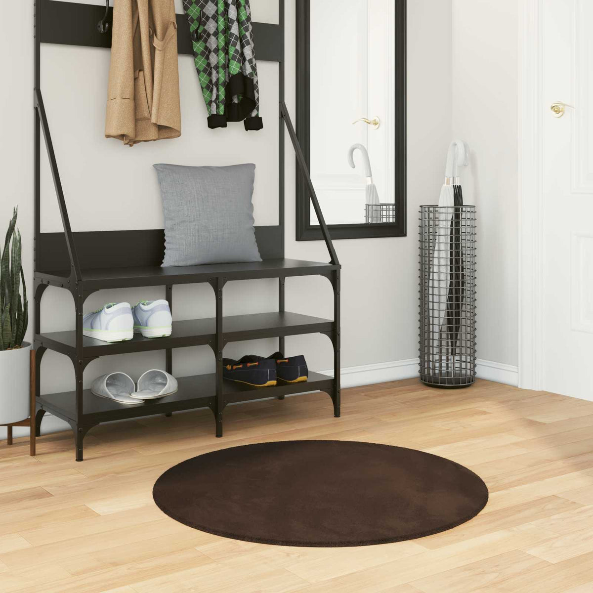 Vidaxl vloerkleden rond huarte bruin ø 80 cm polyester
