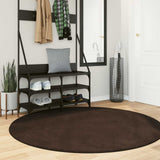 Vidaxl medium pile zachte en wasbare tapijt huarte bruin ø 160 cm - afbeelding 1