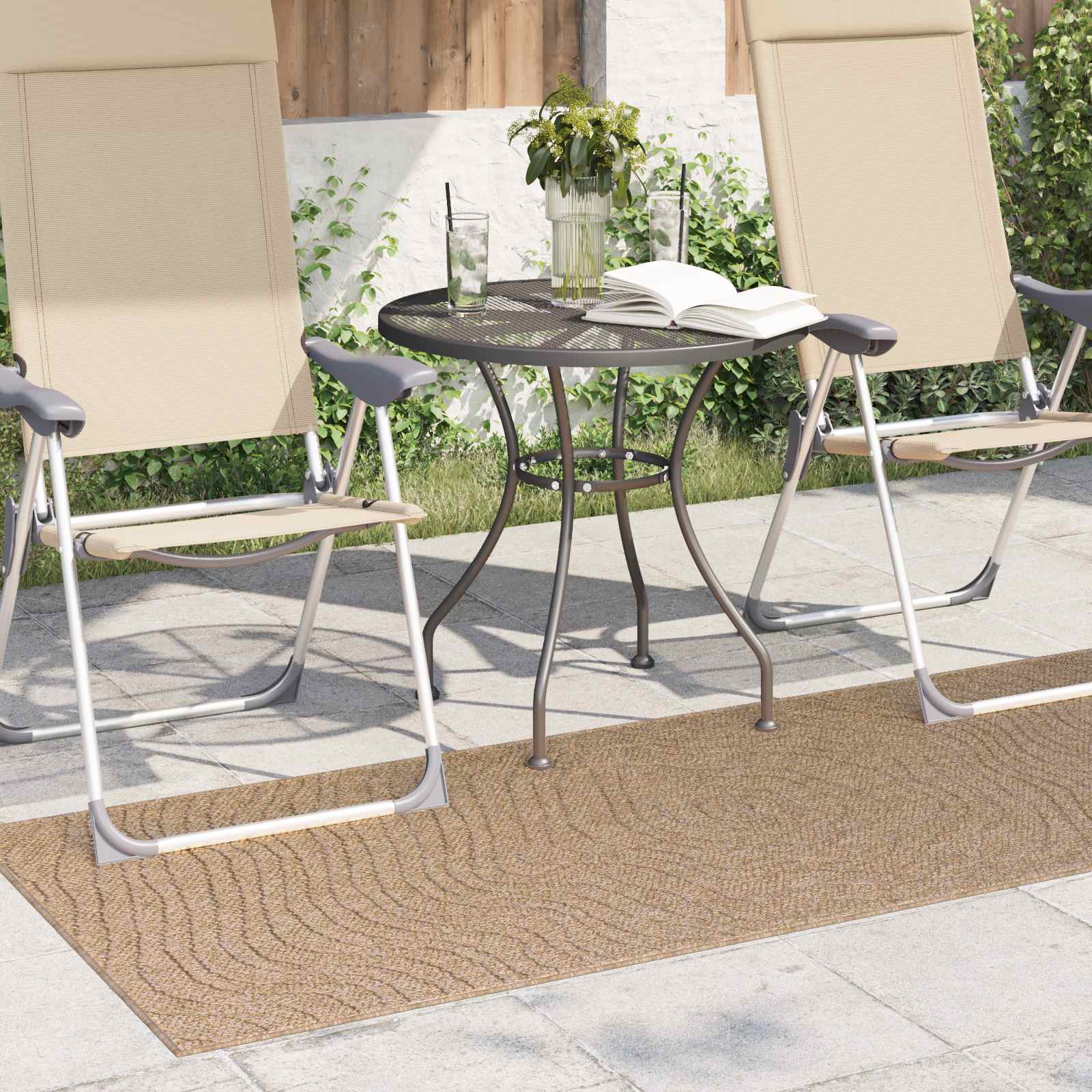 Vidaxl vloerkleden moiré huarte naturel 200 x 80 cm polyester