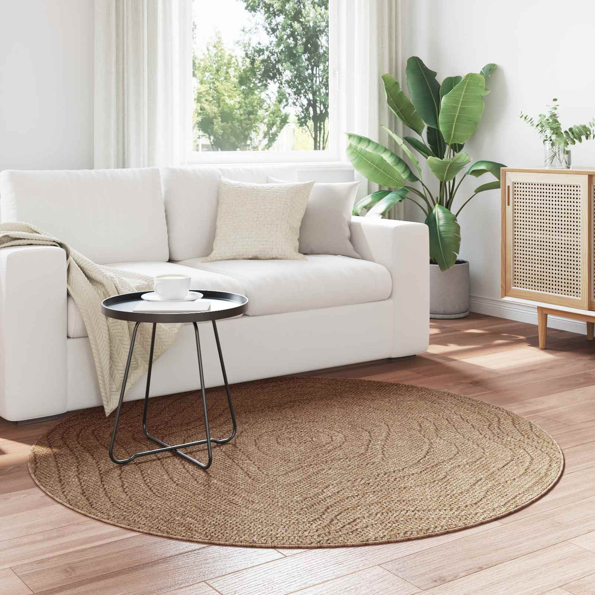 Vidaxl binnen- en buitentapijt agira naturel ø 160 cm polyester