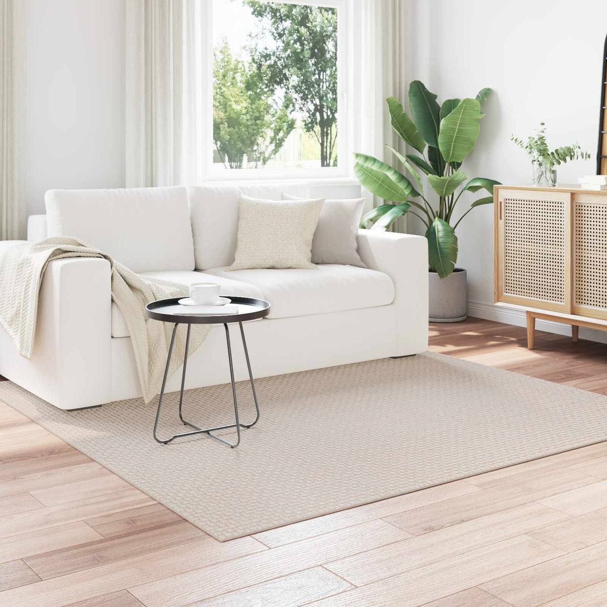 Vidaxl vloerkleden vierkant huarte crème 120 x 120 cm polyester