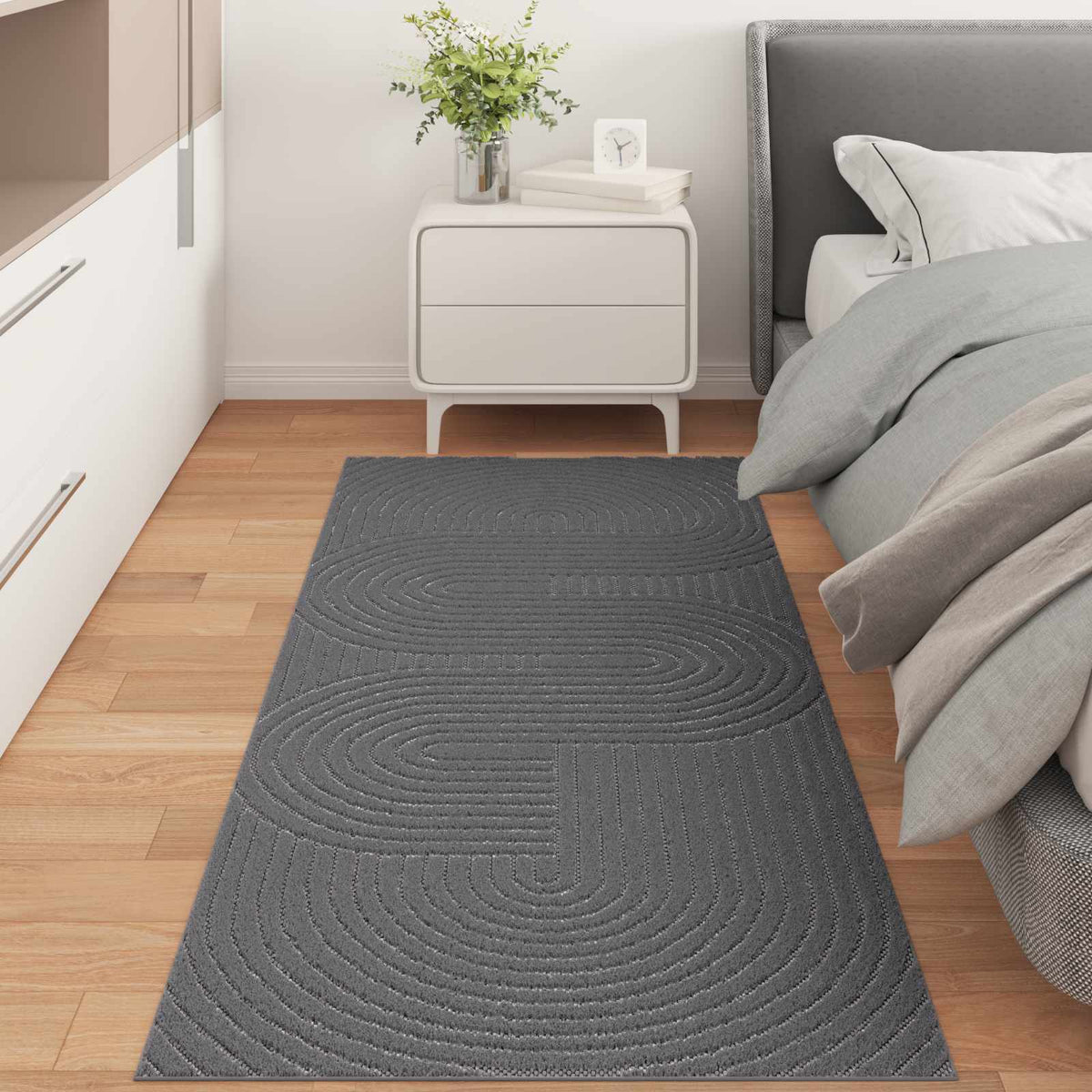 Vidaxl vloerkleden rechthoekig huarte antraciet 200 x 80 cm polyester