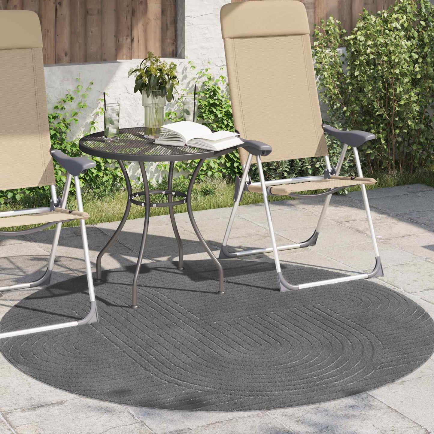 Vidaxl vloerkleden rond huarte antraciet ø 200 cm polyester