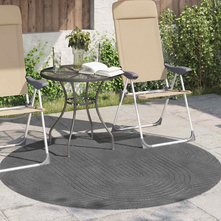 Vidaxl binnen- en buitentapijt palmeras antraciet ø 200 cm polyester