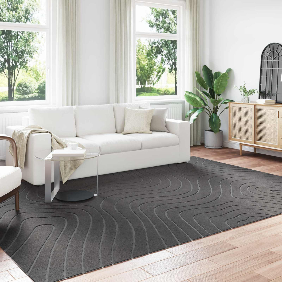Vidaxl binnen- en buitentapijt palmeras antraciet 280 x 200 cm