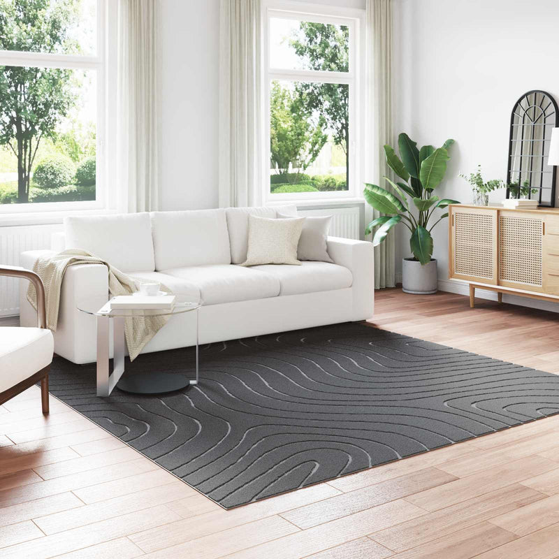 Vidaxl vloerkleden vierkant huarte antraciet 240 x 240 cm polyester