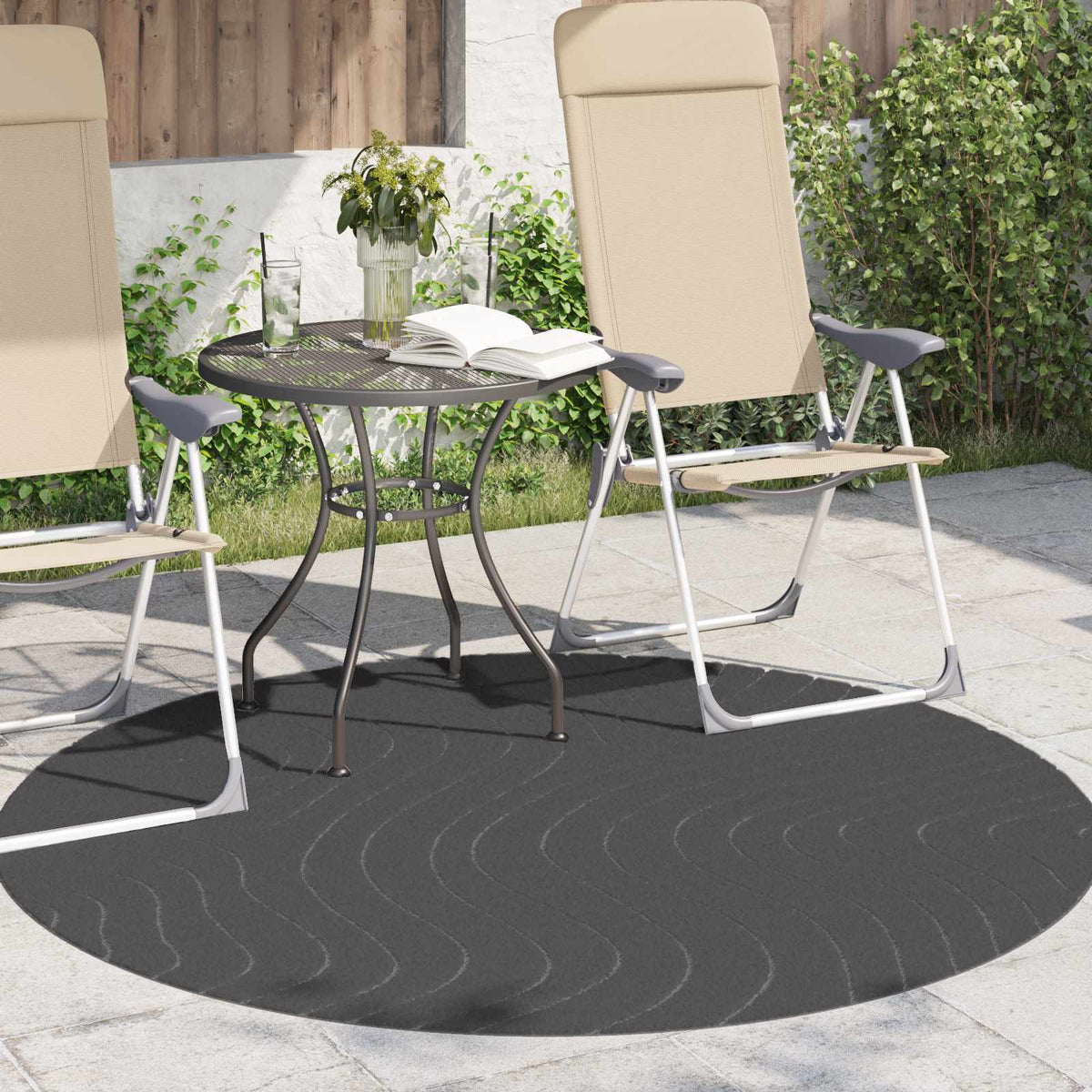 Vidaxl vloerkleden rond huarte antraciet ø 120 cm polyester