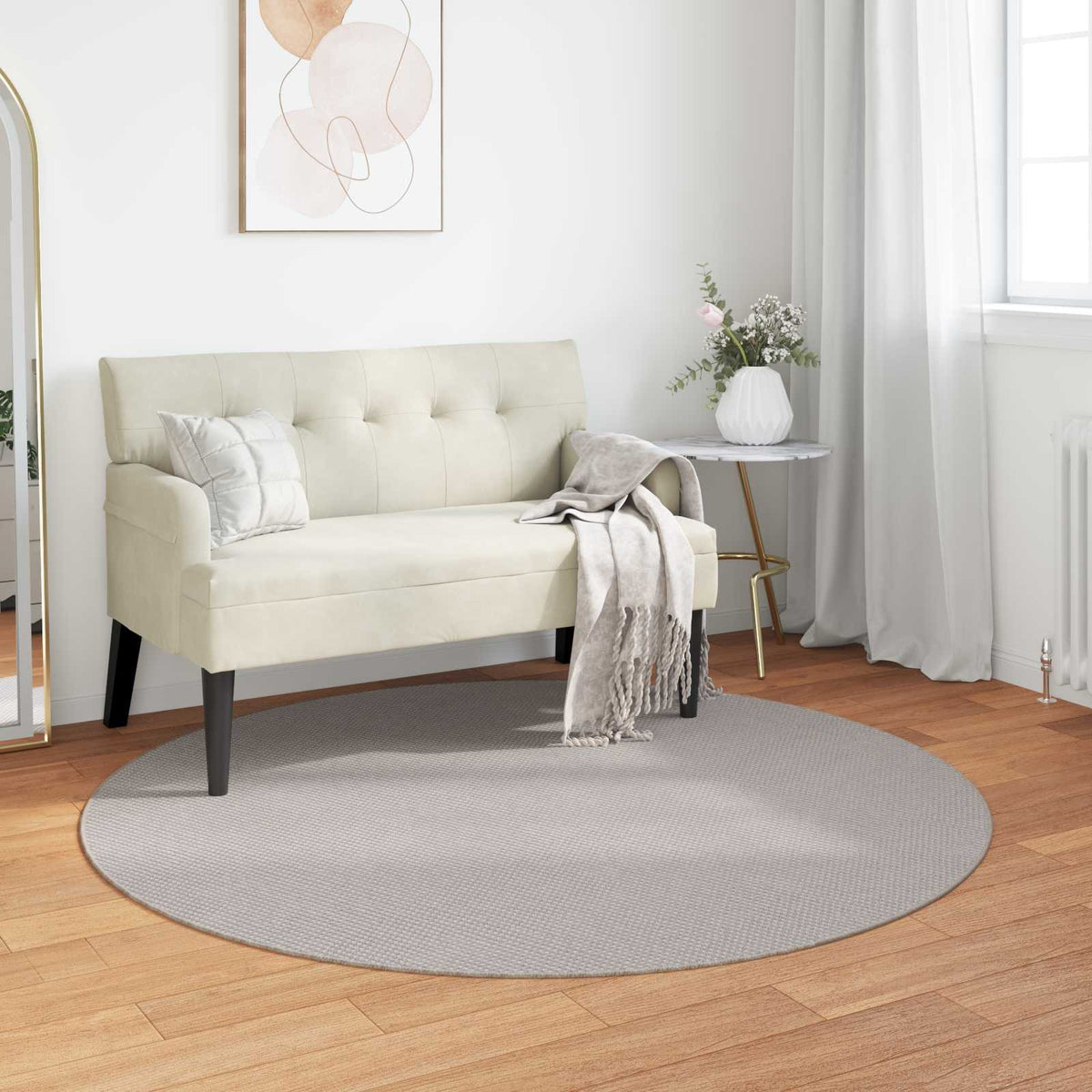 Vidaxl vloerkleden rond huarte crème ø 120 cm polyester