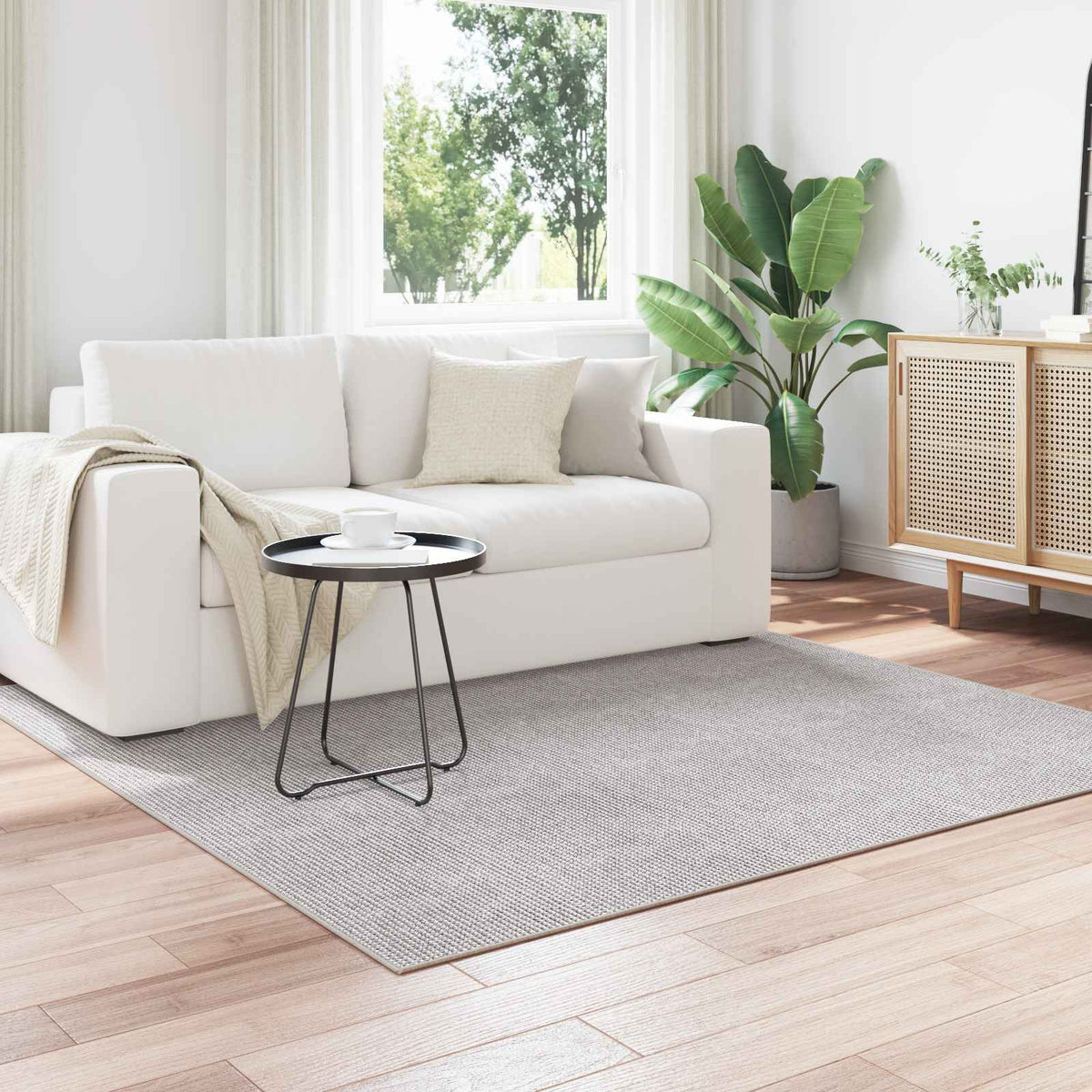 Vidaxl vloerkleden huarte crème en grijs 120 x 120 cm polyester