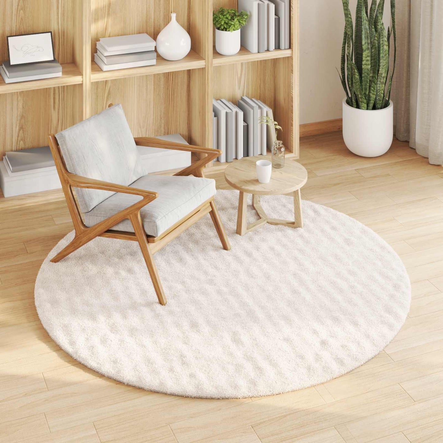 Vidaxl vloerkleden rond huarte crème ø 120 cm polyester