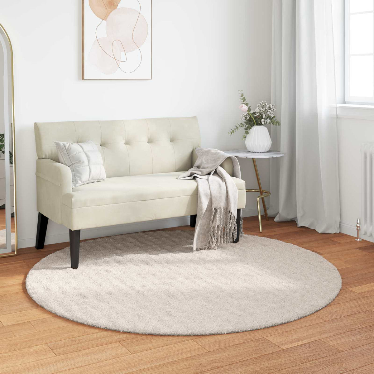 Vidaxl vloerkleden rond huarte beige ø 160 cm polyester